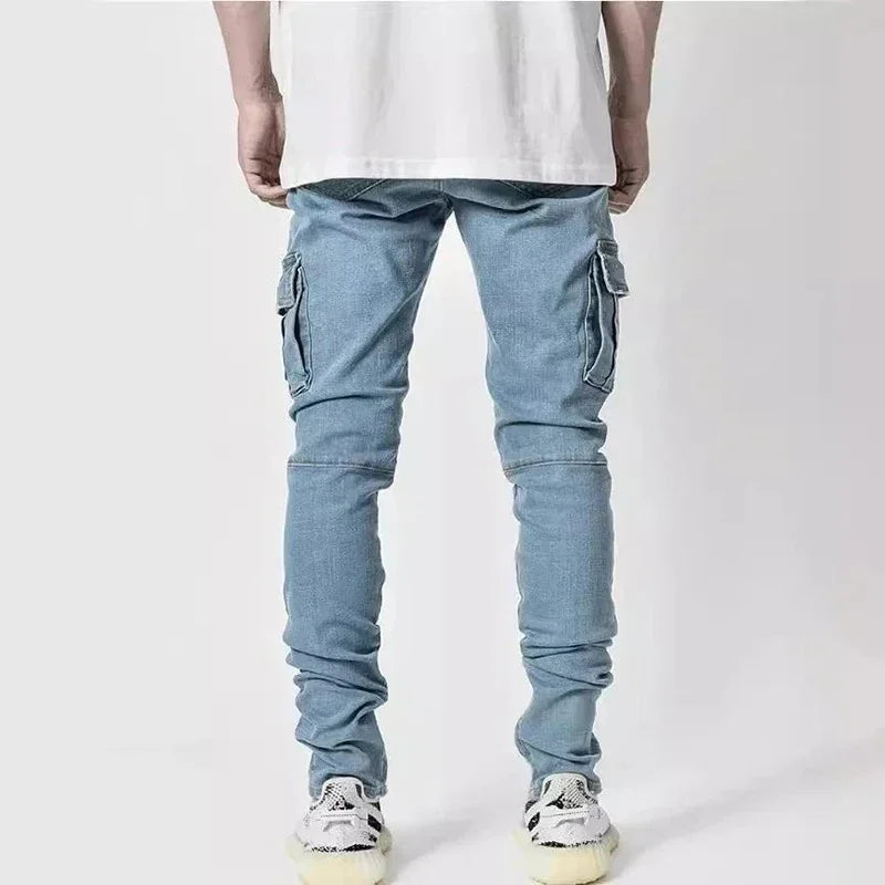 Herre cargo jeans i denim – slim fit streetwear | NEXO-BOUTIQUE
