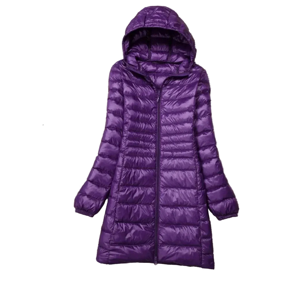 Let dame dunjakke med hætte – hvid andedun | NEXO-BOUTIQUE