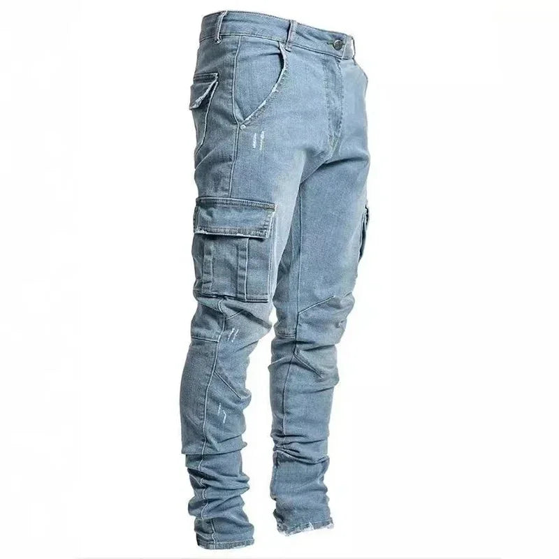 Herre cargo jeans i denim – slim fit streetwear | NEXO-BOUTIQUE